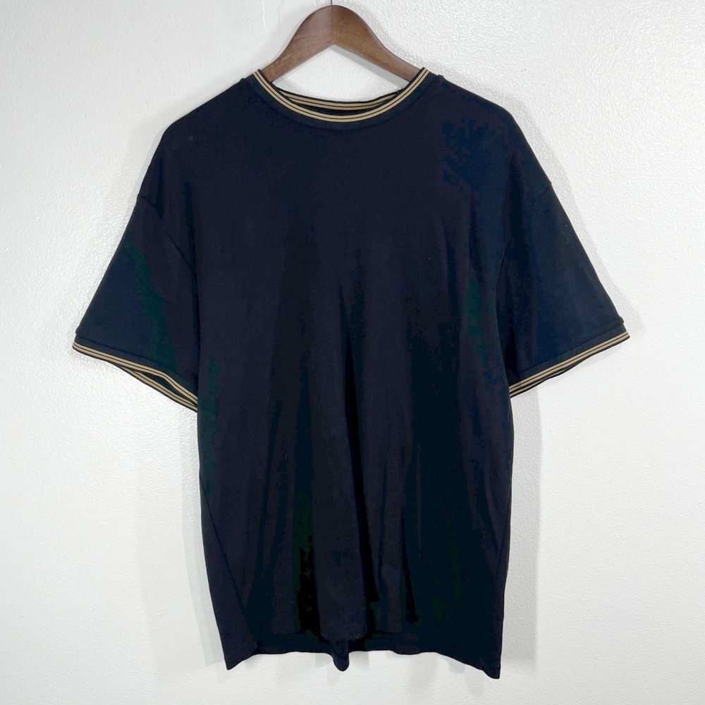 NovaMen T-Shirt Mens XL Black Gold‎ Tipped Trim Cotton CKTS5571 Streetwear Urban